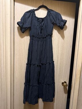 Black Tiered Smocked Waist Maxi Dress - Brand Unspecified